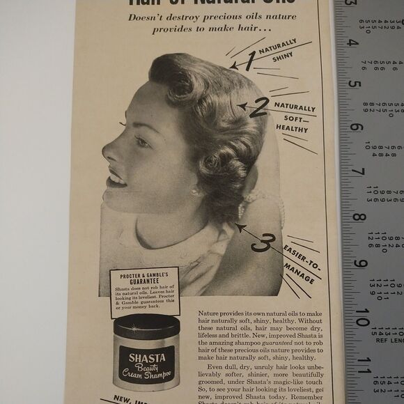 1950 Smiling Woman Shasta Beauty Cream Shampoo - Original Retro Vtg PRINT AD - Picture 6 of 7